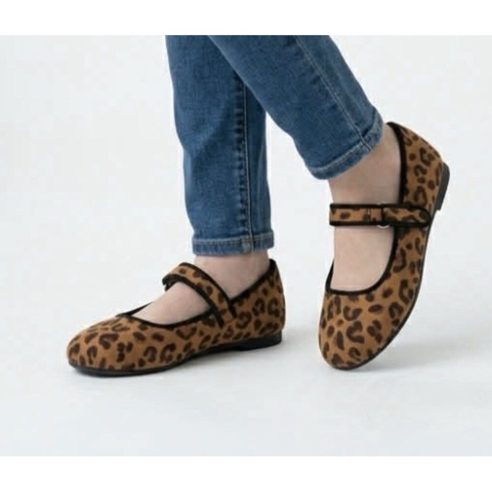 Cat & Jack Toddler Girl's Addy Leopard Print Ballet Flats Size 6 New